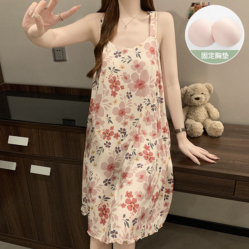 Fábrica directa de verano sexy cinturón de pecho almohadilla pijama lindas camisa de dormir de cabina de niña fresca ropa de hogar estudiantil