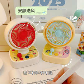 跨境桌面便携式户外卡通可爱风扇迷你台式三档USB充电电风扇