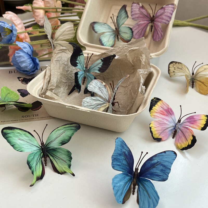 Simulation Butterfly Wall Little Red Book DIY Decoration 3D Printing Butterfly Shoes Flower Accessories Monet Window Arrangement