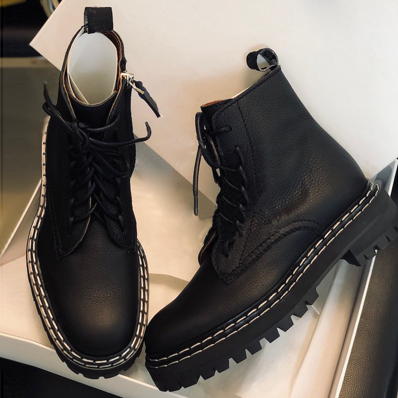 [재고] 마틴 부츠가있는 Yang Mi 세대 여성용 두꺼운 밑창 짧은 부츠 작은 부츠 여성 신발