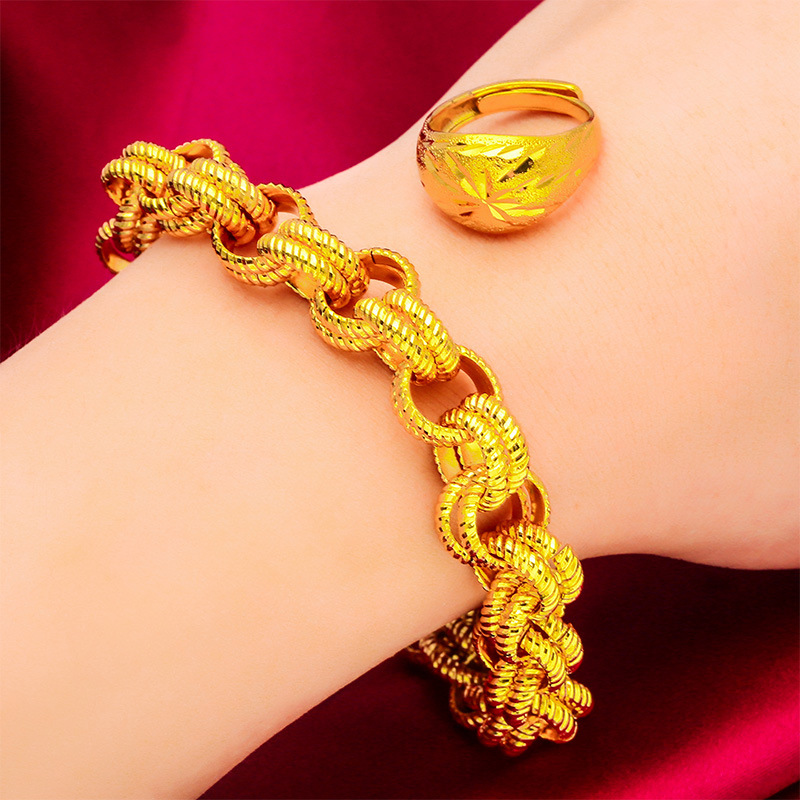 Joyas unisex Moda oro moda oro pulsera joyería anillo amor pulsera anillo_voghion.com
