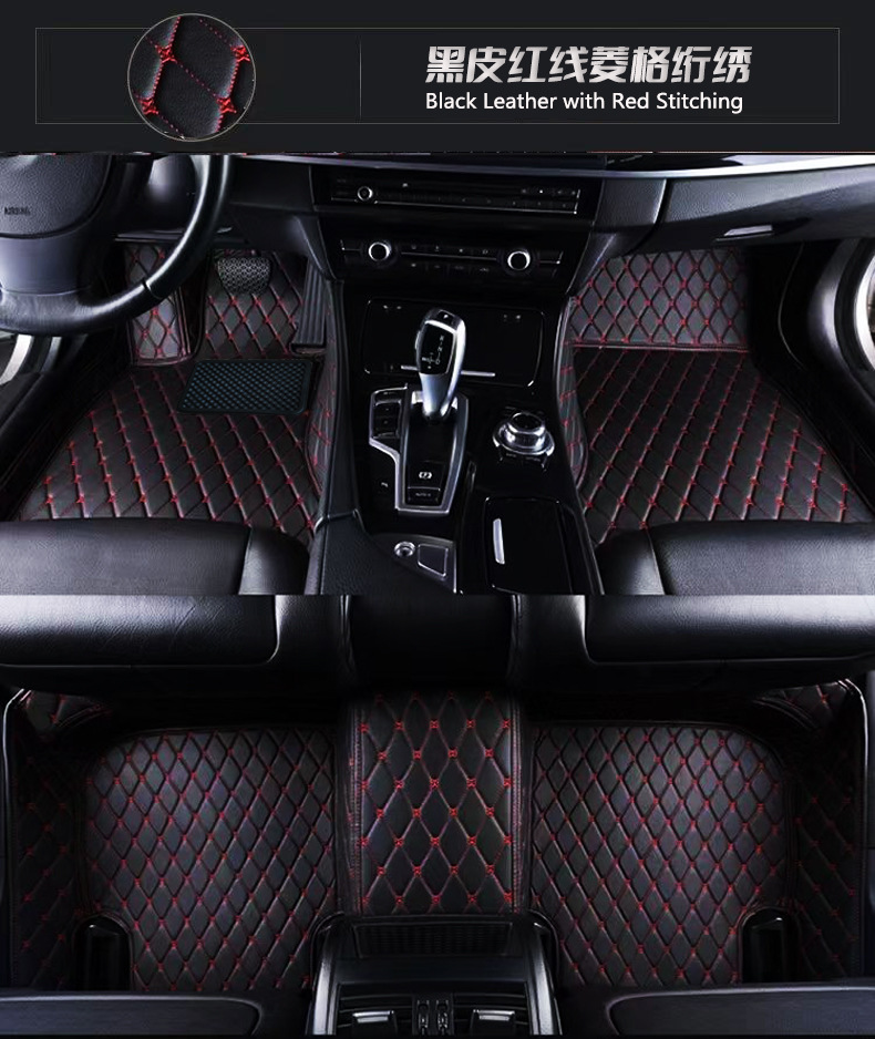 Left and Right Steering Wheel Lhdrhd Diamond Quilted Leather Full Surround 3D All-Weather Non-Slip Wear-Resistant Full Surround Car Floor Mats