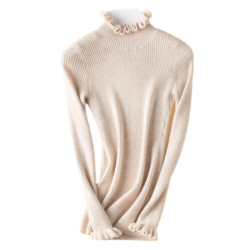  new fungus lace half turtleneck sweater women's pullover short autumn and winter bottoming shirt tight knitted sweater