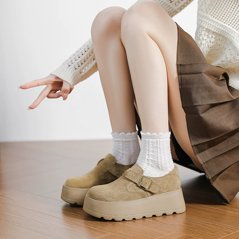 Туфли Birkenn на толстой подошве весной и осенью 2025 года новая кекс с круглой головкой