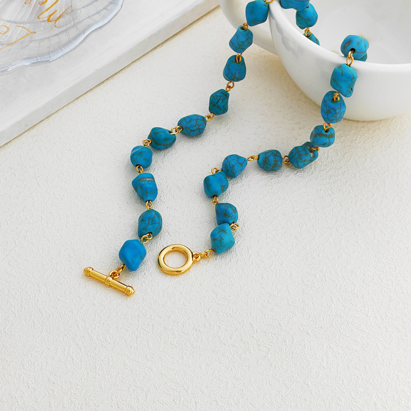 Fashion Geometric turquoise Copper Beaded Plating Necklace 1 Piece