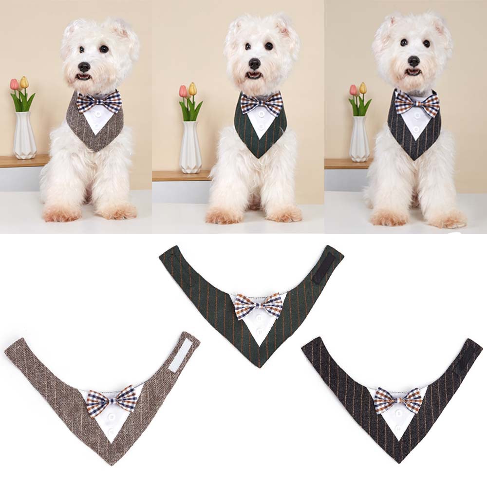 TANPOPO transfronterizo nuevo estilo británico trajes de boda mascotas toallas de saliva velcro toallas bufandas