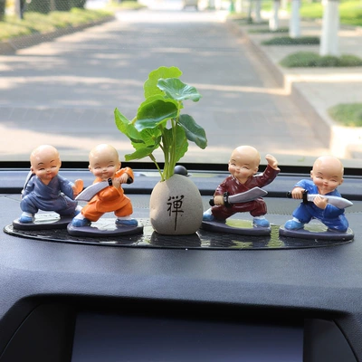 Creative Swinging Four Little: Car ornaments - dance-knife-monk-lotus-leaf-zen-leopard-mat