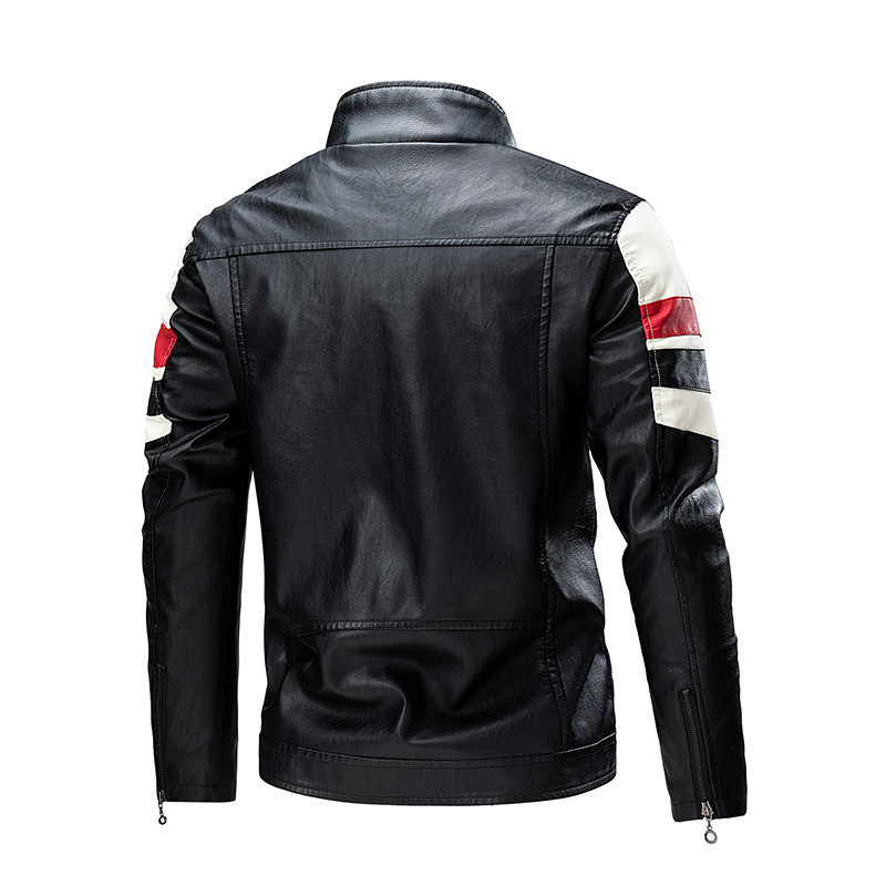 Chaqueta de cuero de hombre nuevo otoño y invierno comercio exterior empalme guapo chaqueta de cuero de locomotora grande chaqueta de cuero hombre gordo ropa de hombre Amazon
