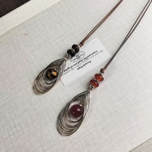 2025新款秋冬高级感美拉德咖啡金真金电镀虎眼红玛瑙毛衣链项链女