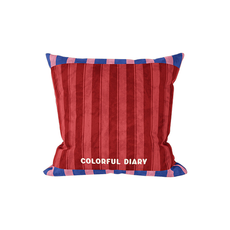 Bauhaus estriado almohada de color contrastante simple retro americano casa sala de estar sofá cojín de respaldo desmontable funda de almohada