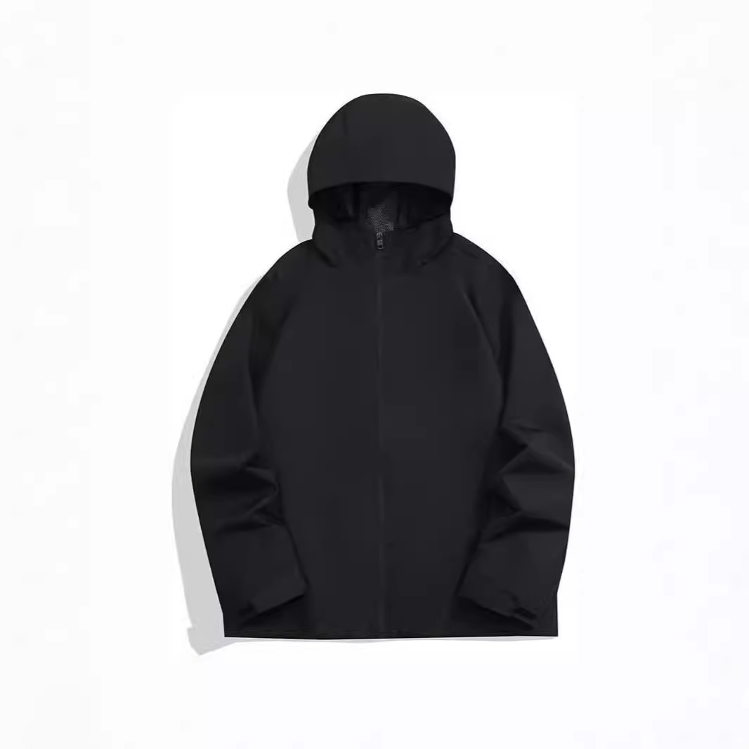 Men's New Outdoor Sports Jacket Thin Windproof Waterproof Black Coat_voghion.com