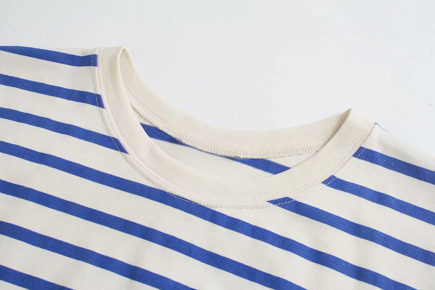 round neck striped short sleeve T-shirt NSAM43293