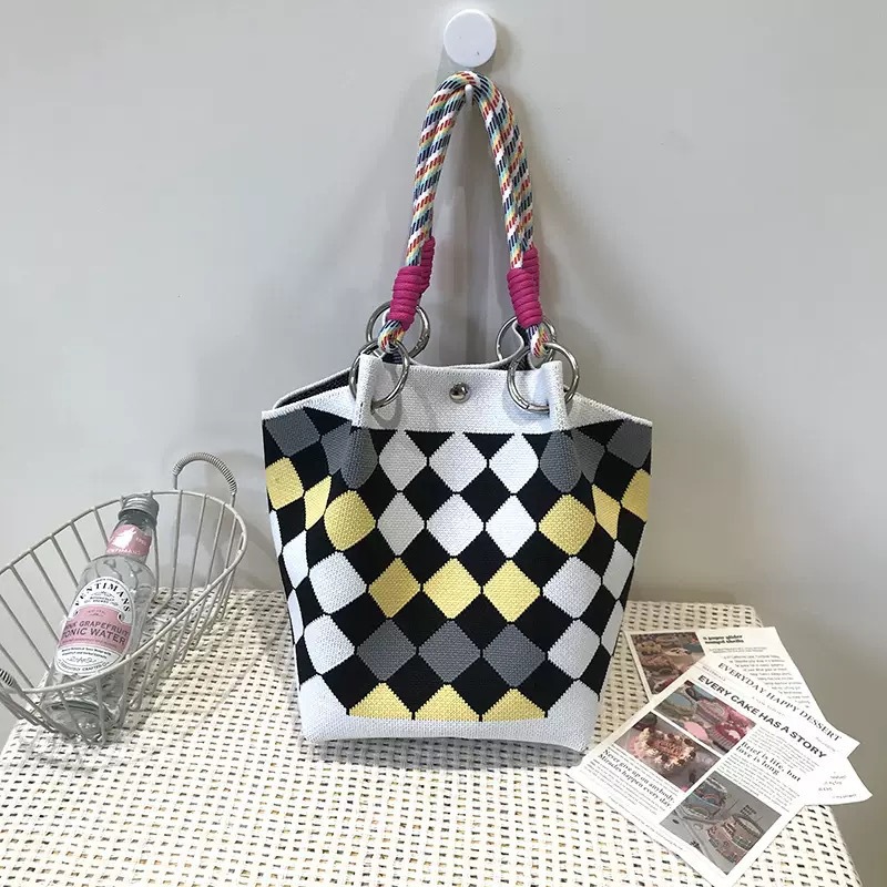 Nueva edición de la pequeña bolsa de mano de nudo de corda de viento de primavera y otoño elegante para viajar bolsa de mano de gran capacidad