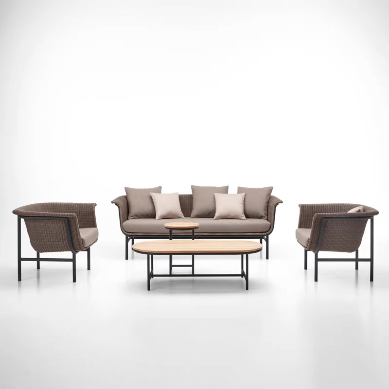 Muebles al aire libre Sofá de caña asiático residencial patio mesa de té silla nido de pájaros piso sala de estar interior balcón