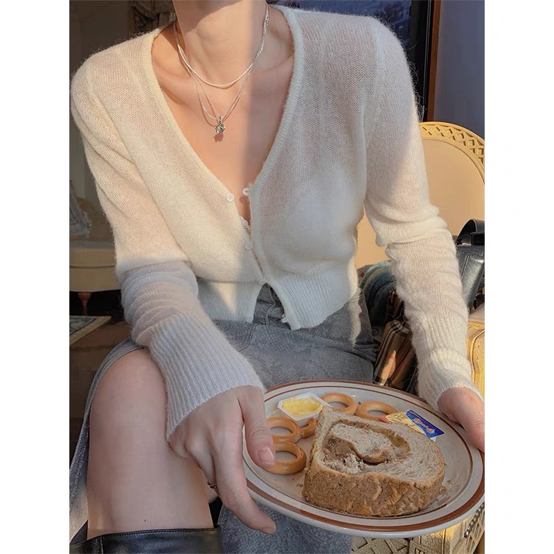 Short white cardigan
