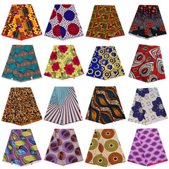 African fabric for export: double-sided polyester geometric print material with wax finish