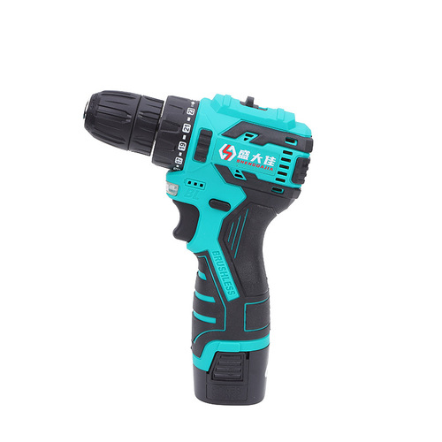 Cordless Drill, Household Rechargeable Tool Lithium Drill Multifunction Brushless Impact Drill Electric Screwdriver