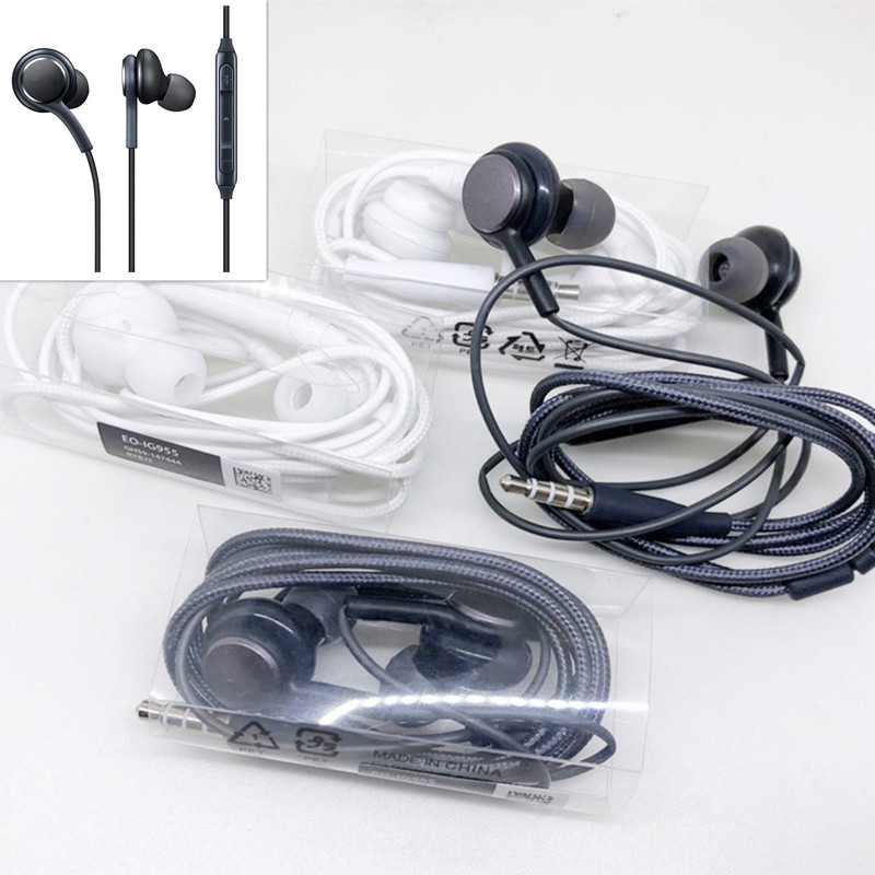 For Samsung S8 headset S10 mobile phone in-ear wire control tuning Universal with wheat nylon woven AKG headset White