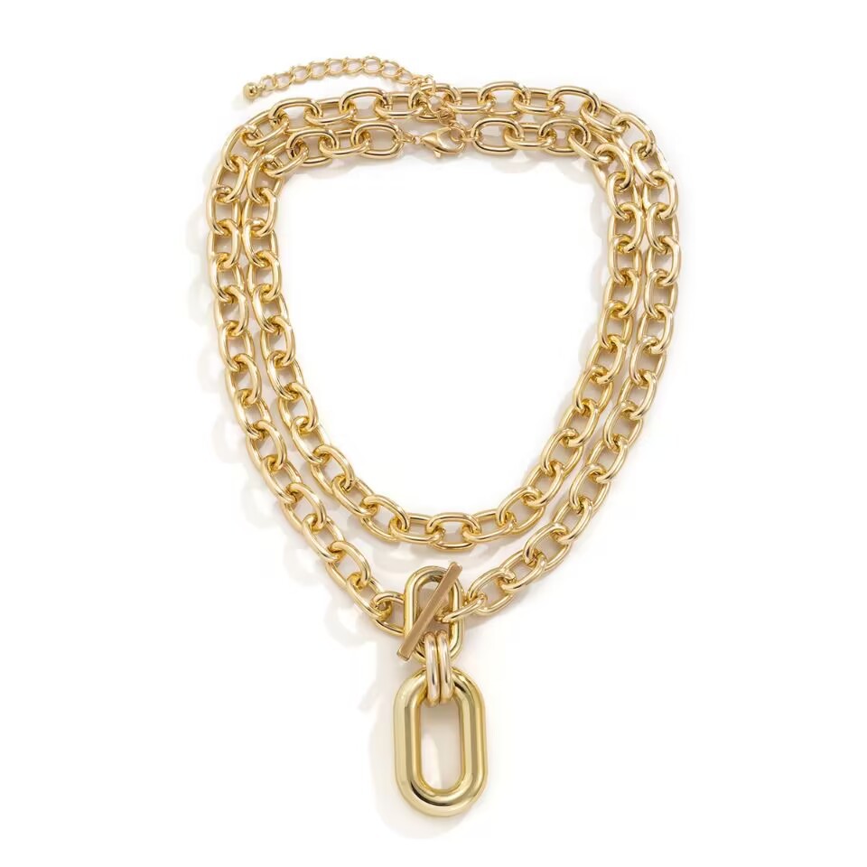 Retro Classic Style Geometric Alloy Cable Chain Lobster Trigger Clasp Closure Layered Necklaces Wholesale display picture 5
