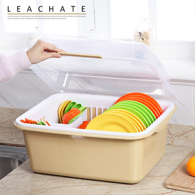 【展帆塑料】加大碗柜碗盆带沥水架方形沥水碗架塑料碗柜