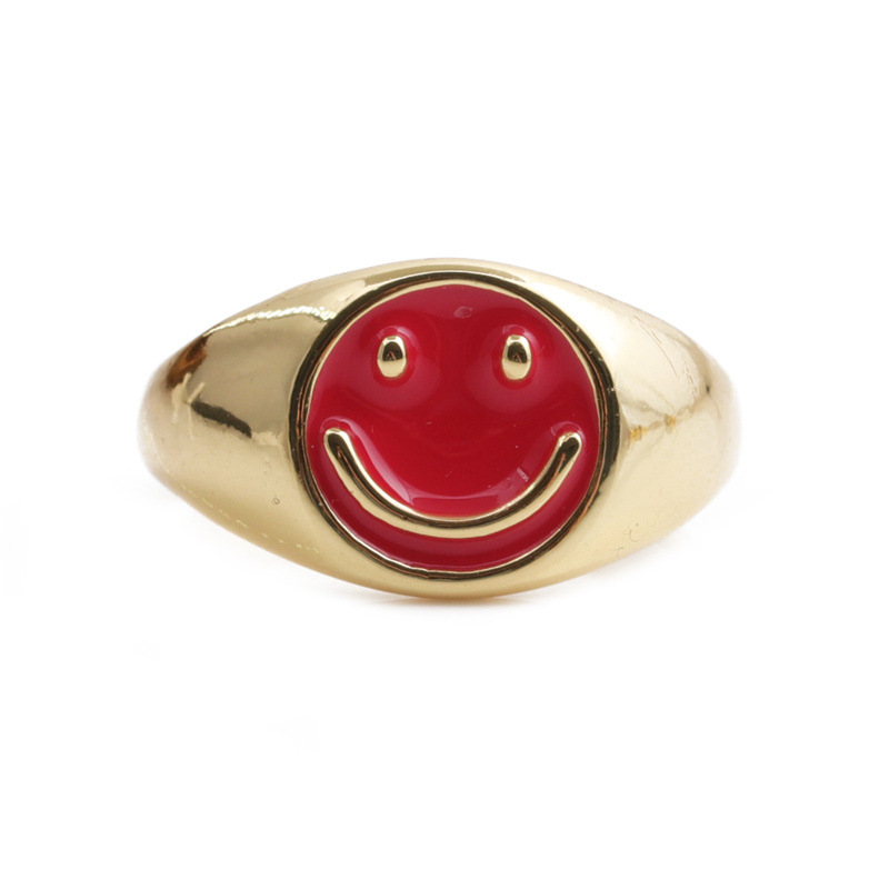 Nihaojewelry Simple Dripping Oil Smiley Copper Ring Wholesale Jewelry display picture 12