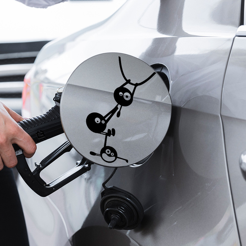 Zn3833C Little Black Coal Ball Dust Elf Funny Self-Adhesive Car Sticker Fuel Tank Cap Laptop Decorative Sticker