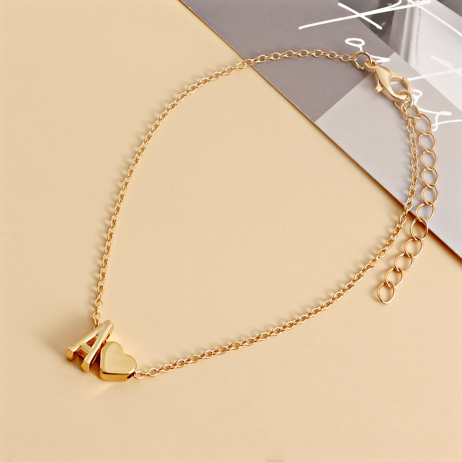 2 Pieces Fashion Letter Heart Shape Alloy Womenu0027S Anklet