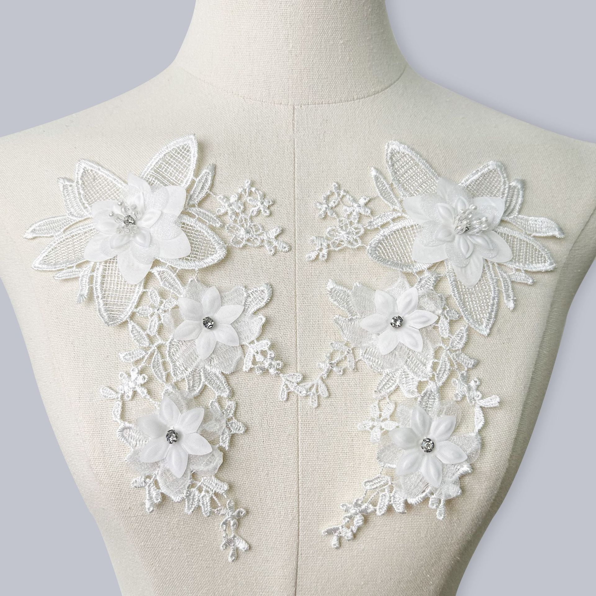 手工钉珠立体车骨蕾丝对花朵花贴服装衣服婚纱婚鞋头饰品花边辅料