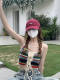 Contrast Color Striped Hot Girl Strapless Camisole Vest Women's Summer Design Sense Drawstring Strap Inner Wearing Sleeveless Top