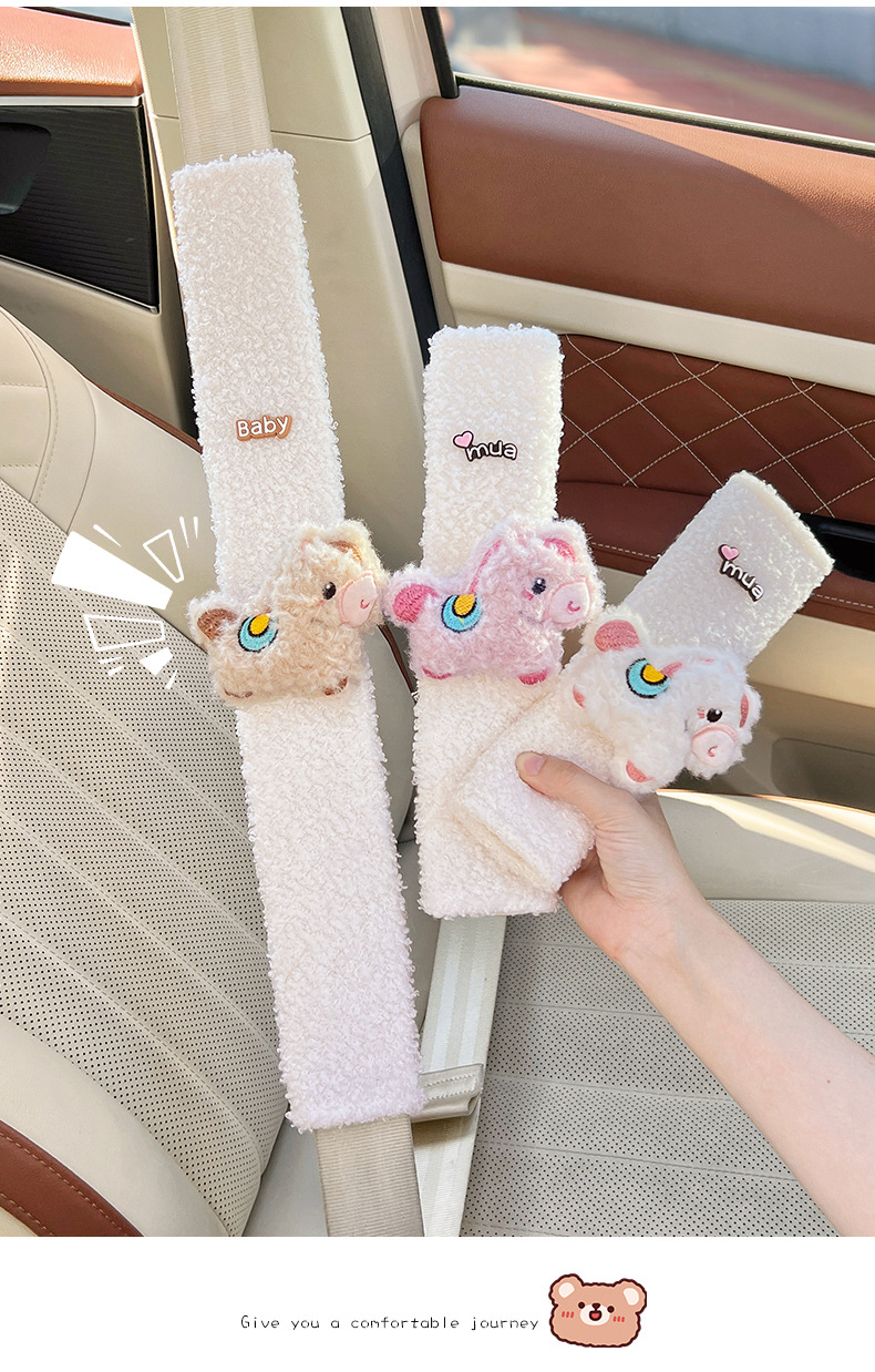 Seatbelt Shoulder Pads for Cars, High-End Creative and Cute Design for Women, Made of Lamb Wool, Non-Tightening, Non-Shedding, Extended Belt Covers