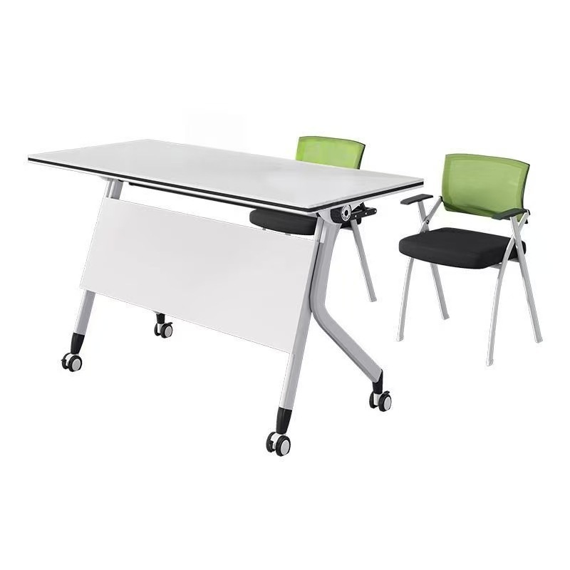 拼接折叠教育培训桌椅移动带轮会议室职员办公桌长条侧翻会议桌子