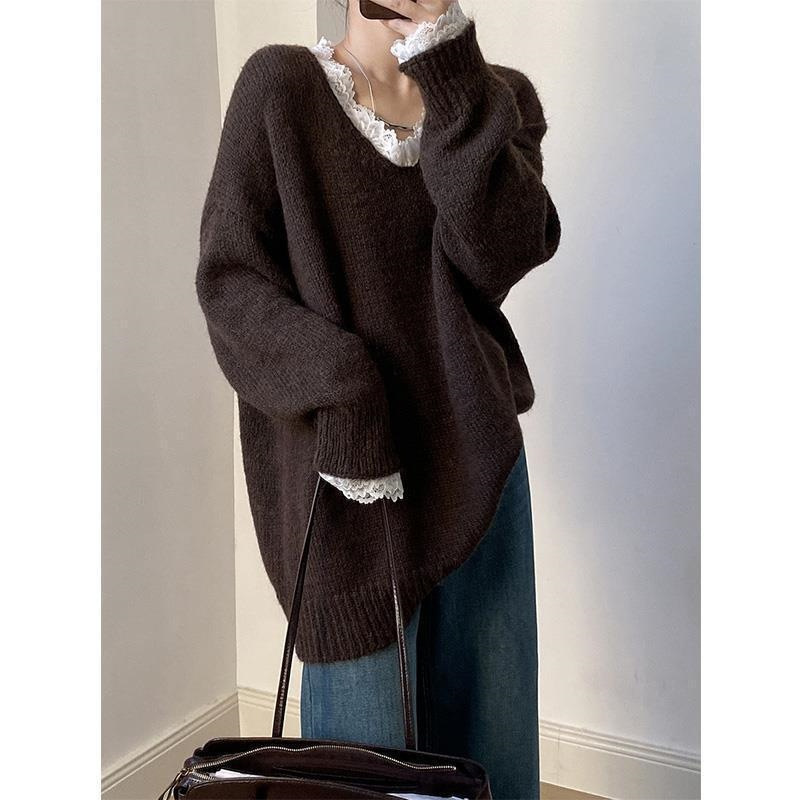 2025 New Autumn and Winter Fashion Casual Knitted Sweater Tops Plus Size 150kg Fat Girls Loose and Stylish Women