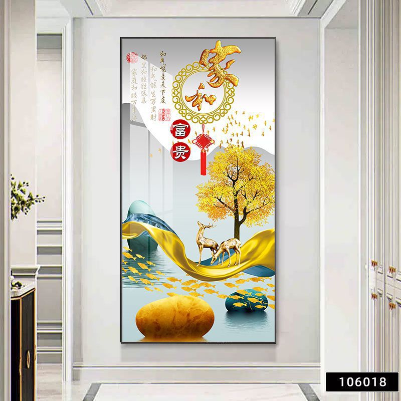 Pintura decorativa del pasillo del pasillo de nueve peces pintura colgante moderna simple pintura mural decorativa vertical de la puerta de la casa image 9