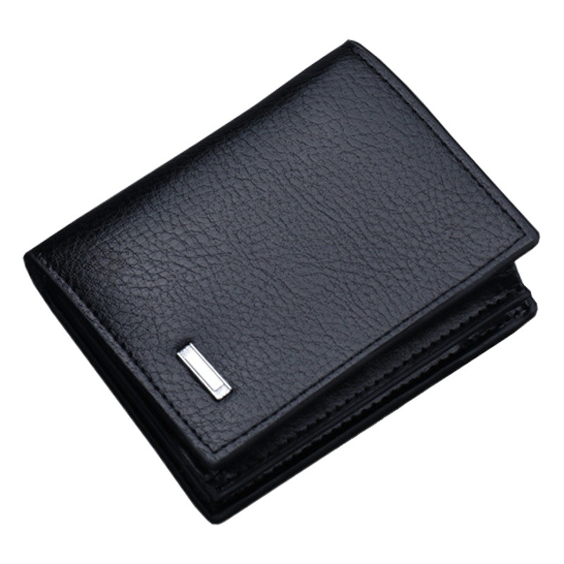 Billetera vertical de los hombres cartera corta con cremallera engrosada cartera antirrobo cepillo cartera hombre lychee patrón