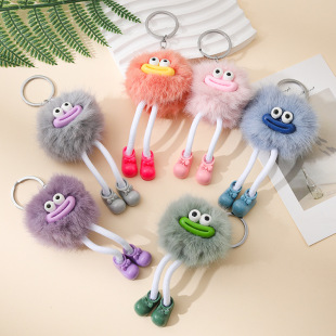 Funny Imitation Mink Plush Doll Pendant Coal Ball Fragrant Long Mouth Keychain Bag Accessories Exquisite Car Pendant