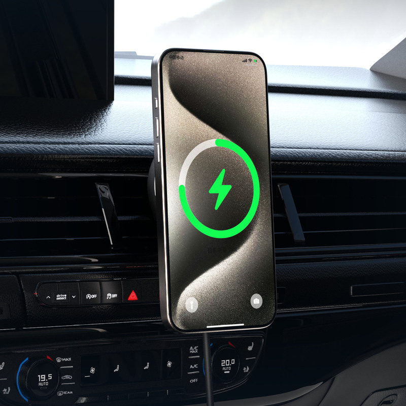 Qi2.0認定車用ワイヤレス充電器エアベントナビゲーションブラケット充電AppleおよびHuaweiの携帯電話に適しています|undefined