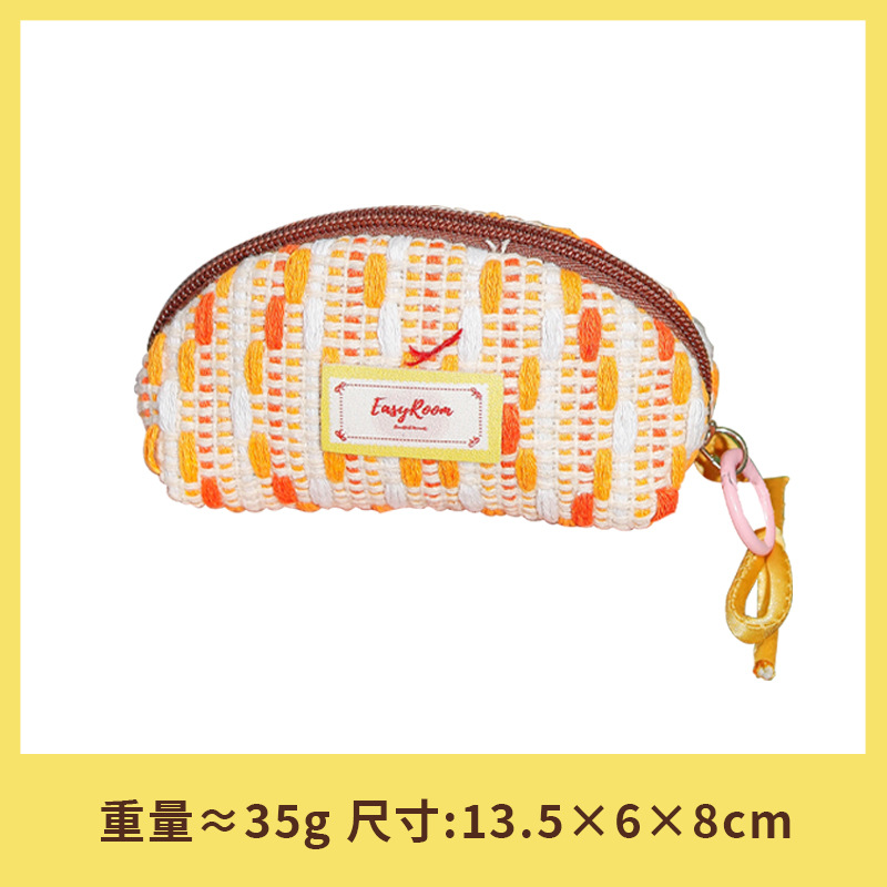 Двусторонняя кожаная сумка для хранения из твида с оранжевой точкой и пряжкой и бантом