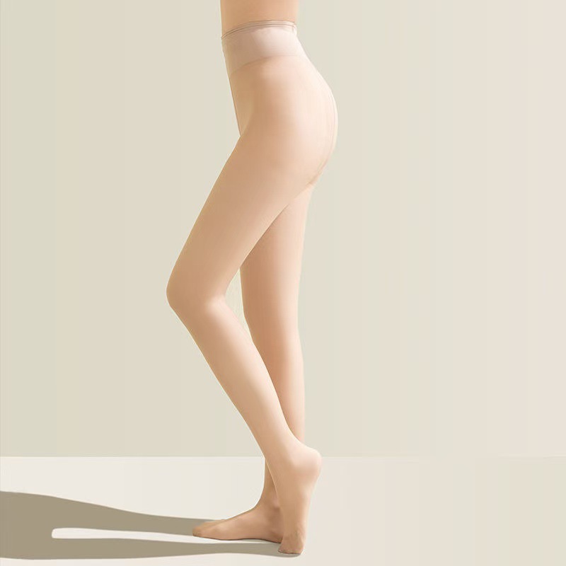 Potencia de otoño y invierno con leggings de piernas desnudas naturales delgadas con medias de doble capa de lana reemplazables