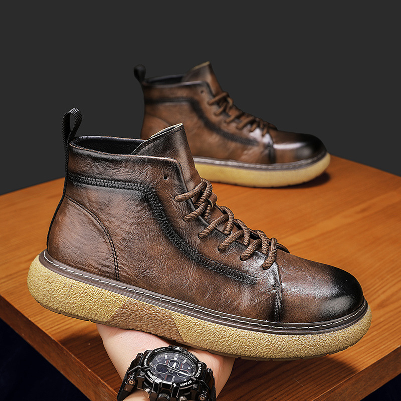 Wysokie buty Martin 2024 jesień nowy casual sport trend skóra wodoodporna i odporna na zużycie odzież robocza modne buty męskie_voghion.com