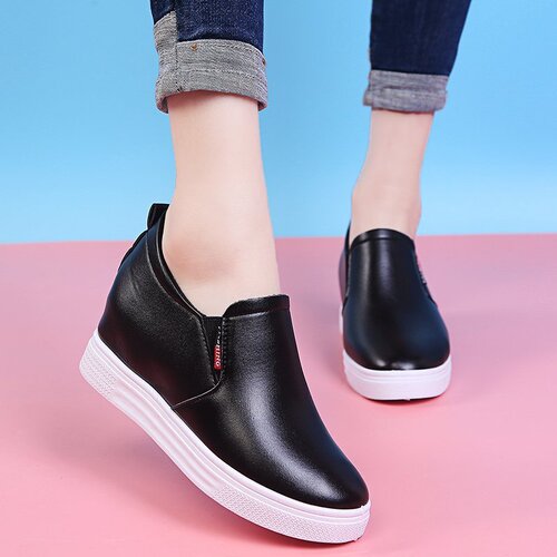 Women's Heeled Shoes 2024 Autumn Model Platform Thick Sole White Loafers One-Piece Versatile Casual Loafers for Students