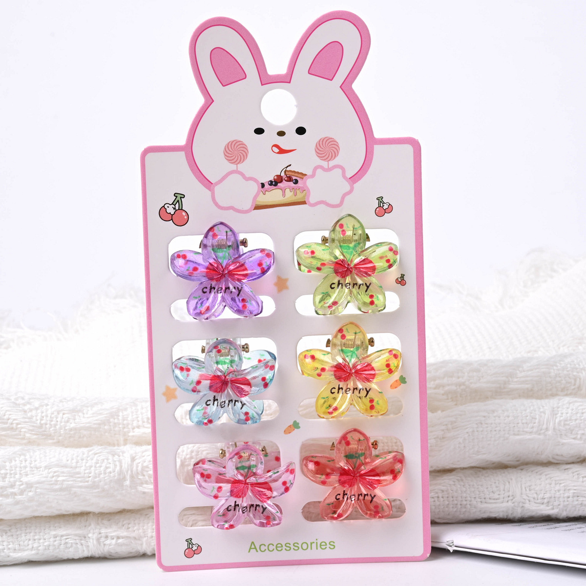 Pequeño huevo flor clip de dibujos animados oso impresión de color cabello pequeño lindo clip de cabello joyas para el cabello