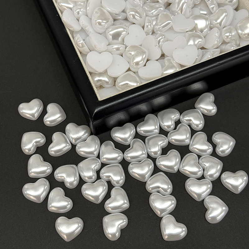Heart-Shaped Half-Round Beads Abs Imitation Pearl High-Gloss Texture Half-Round Beads DIY Clothing Accessories Decorative Loose Beads Beaded Jewelry