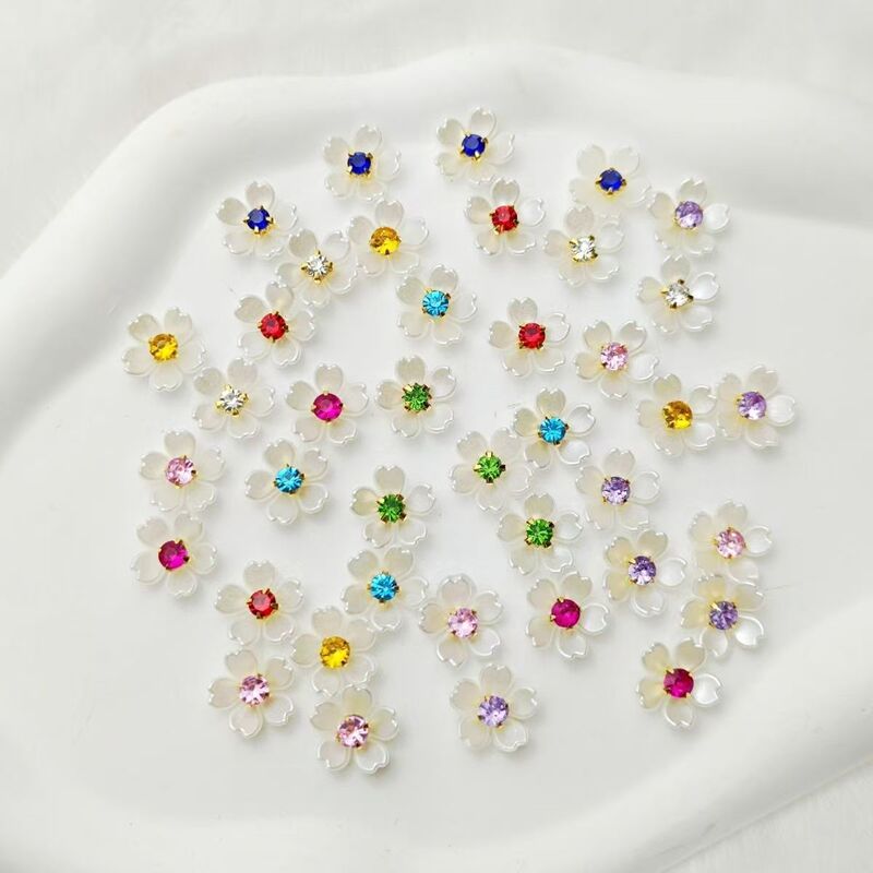 15mm Pearl Small Flower DIY Handmade Material Hairpin Accessories Five-Petal Small Flower with Diamond Plastic Material Wholesale 15mm Pearl Small Flower DIY Handmade Material Hairpin Accessories Five-Petal Small Flower with Diamond Plastic Material Wholesale