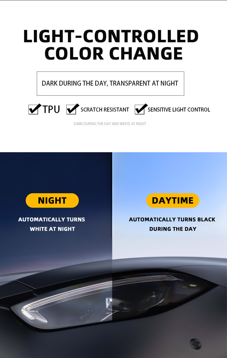 Wholesale Car Light Film Tpu Headlight Protection Film Blackened Discoloration Film Repair Scratches Car Light Protection White to Purple