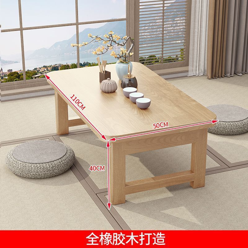 折叠桌橡胶木炕桌家用实木榻榻米小茶几飘窗桌床上学习桌电脑矮桌|undefined
