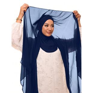 New Chiffon Headscarf Base Cap Set with Single-Color Pearl Chiffon Headscarf Pullover Base Cap Combination