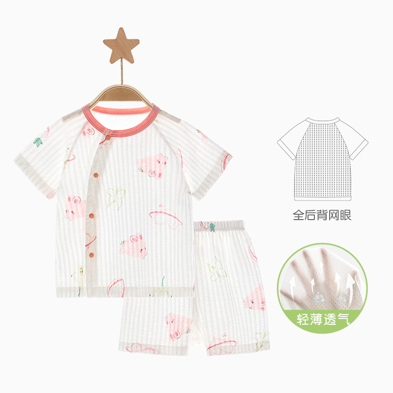 Traje de manga corta para bebé, conjunto de verano fino y transpirable para niños, conjunto de dos piezas para niños y niñas, ropa de bebé image 6