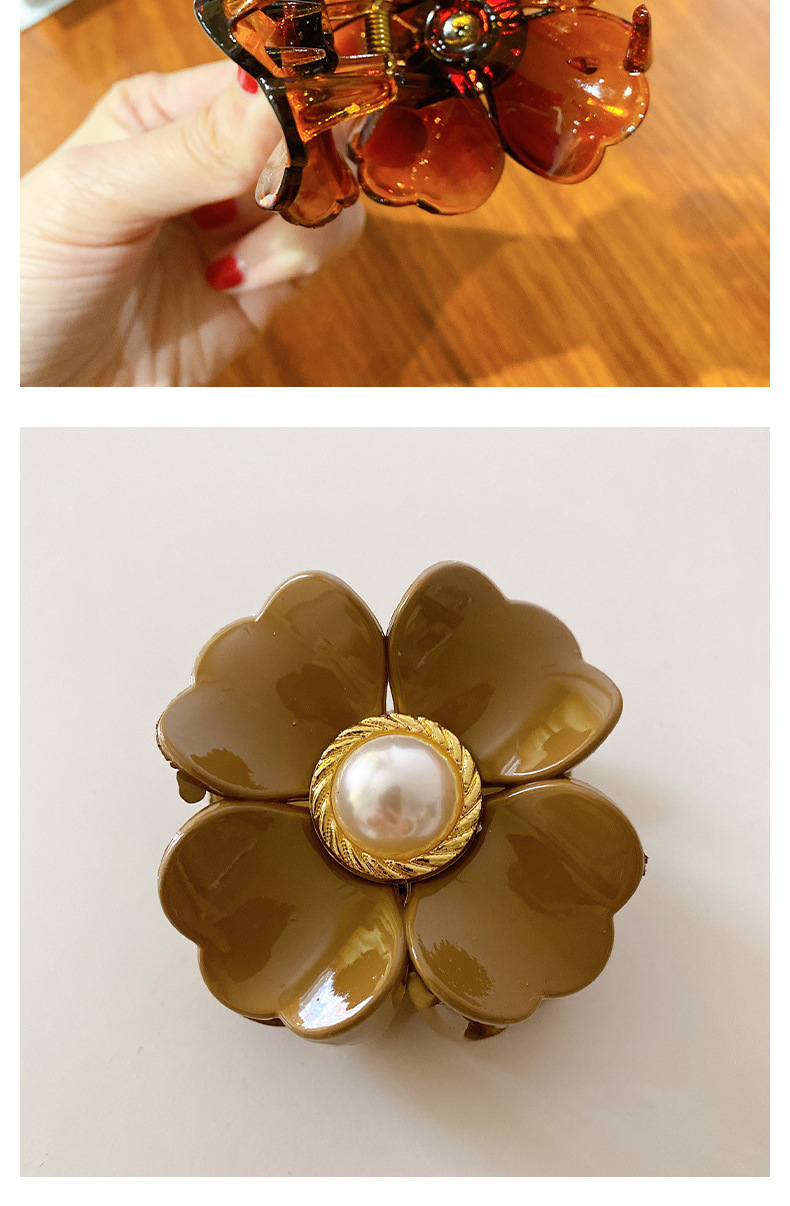 Women'S Gender Knitting Design Women'S Plumeria Imitation Pearl Acetic Acid Sheets Knitting Hair Claws