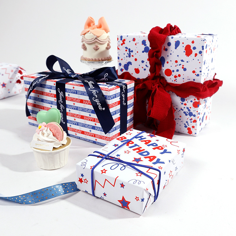 Amazon venta caliente cartón de dibujos animados para niños original papel de embalaje caja de regalo DIY papel de embalaje de viento papel artesanal
