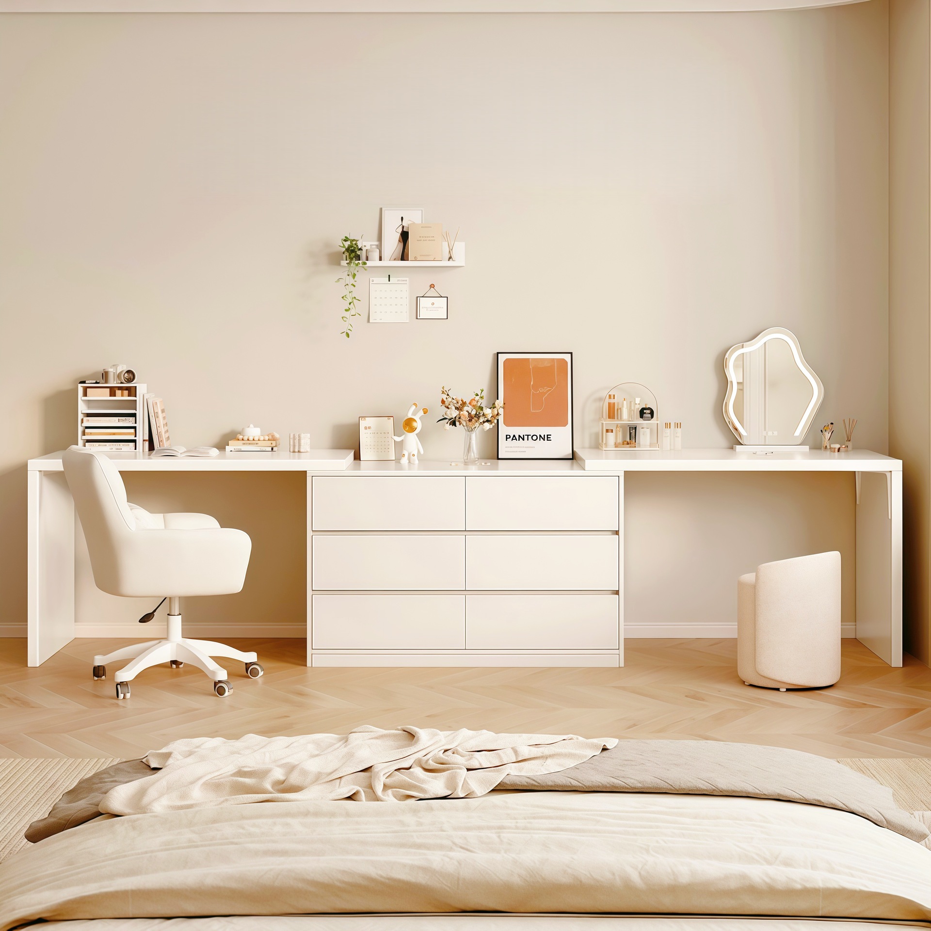 Wardrobe dormitorio moderno simple armario todo en un pequeño armario de lujo pequeño armario de cama trasera tabla de maquillaje retráctil
